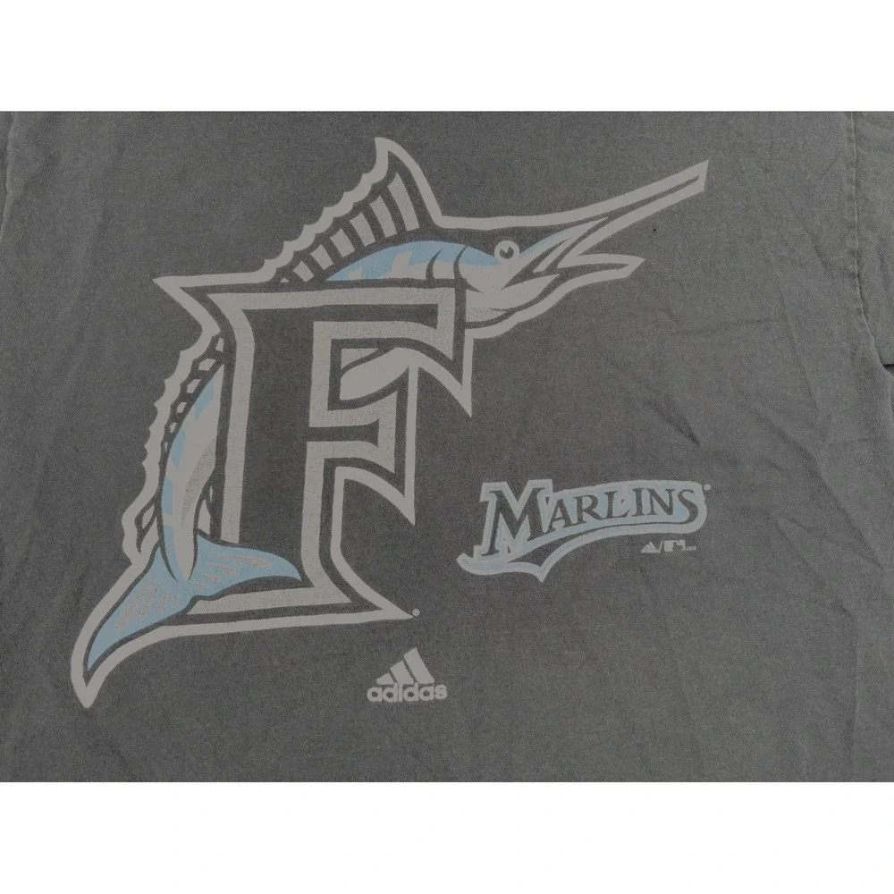 Vintage 2005 Florida Marlins T Shirt Adidas MLB USA‎ Made Size L Black Tee